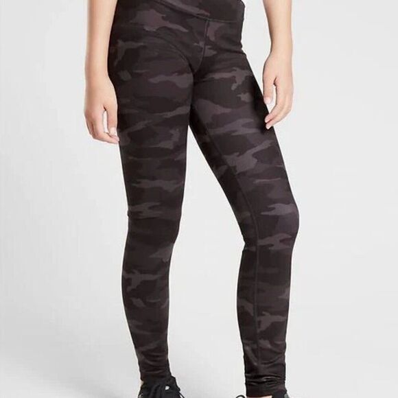 Athleta Girl Black Gray Camo Printed Chit Chat Tight Leggings Size Large 12 - Picture 5 of 8